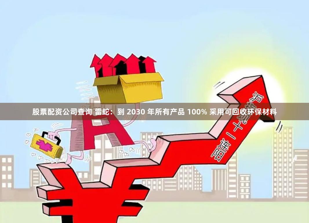 股票配资公司查询 雷蛇：到 2030 年所有产品 100% 采用可回收环保材料
