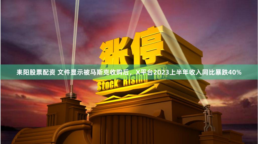 耒阳股票配资 文件显示被马斯克收购后，X平台2023上半年收入同比暴跌40%